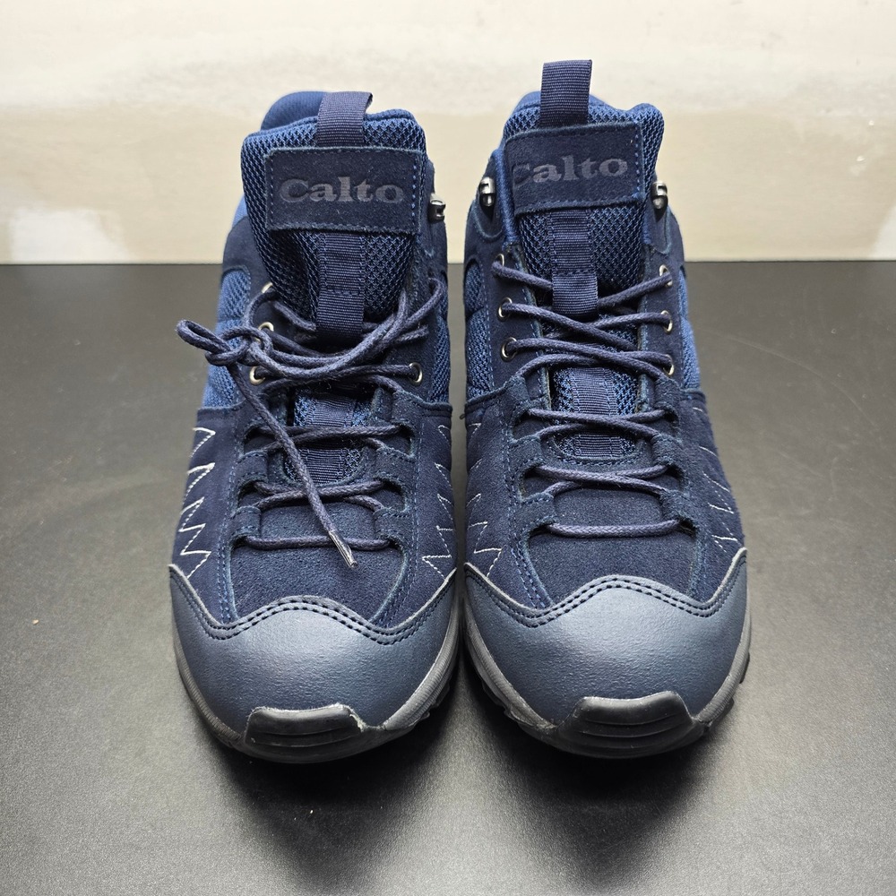 Calto H2042 Mens Navy Blue Suede Mesh Elevator Hiking Sneakers Size 10